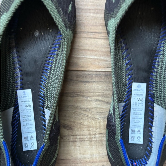 Rothy's The Point Olive Green Camo Ballet Flats Shoes Orange Stripe Size 8 - Picture 3 of 4